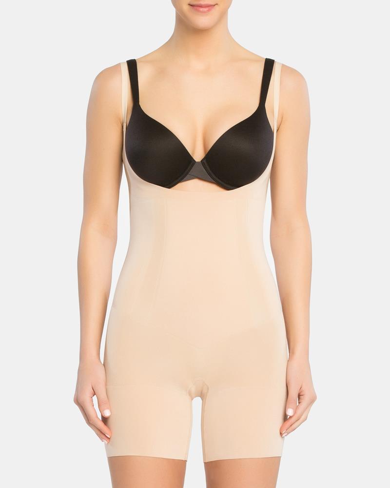 Spanx Thinstincts Open Bust Mid Thigh Bodysuit Shapewear Review