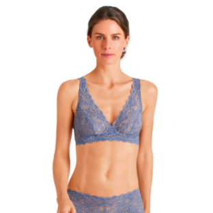 Hanro Moments Lace Soft Cup Bra 071465 Carribean Blue