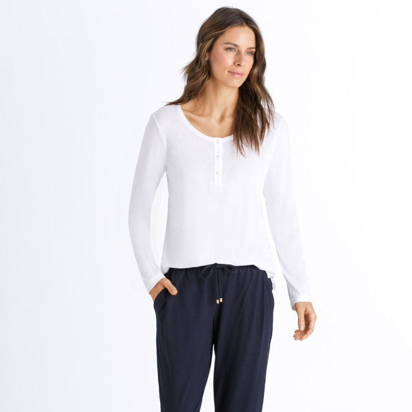 Hanro Sleep Lounge Long Sleeve Henley Shirt