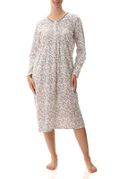 Givoni Danica Long Sleeve Cotton Nightie 3LP61D Grey & White