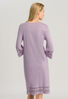 Hanro Delia 3/4 Sleeve Nightdress 077968 Lavender Cream