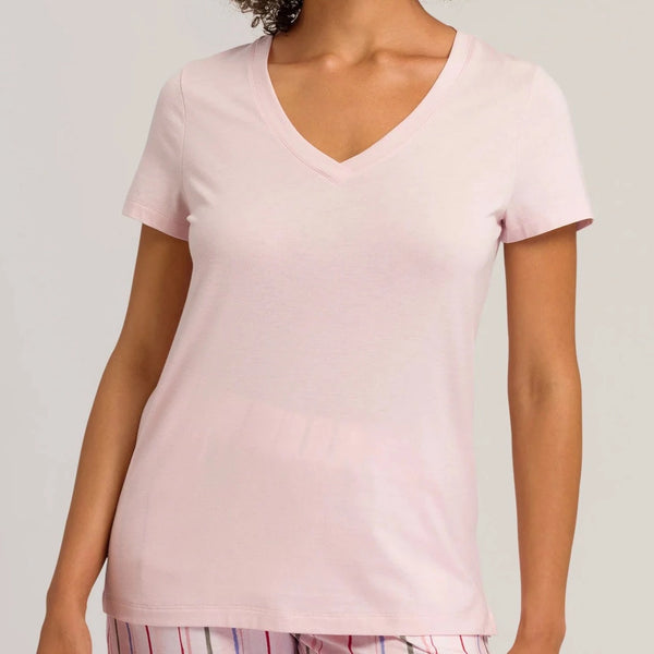 Hanro Sleep & Lounge Short Sleeve Shirt 077876 Pink Whip