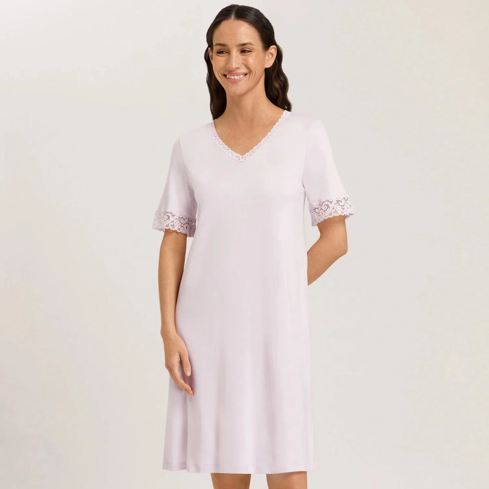 Hanro Moments Short Sleeve Nightdress 077040 Lupine Love