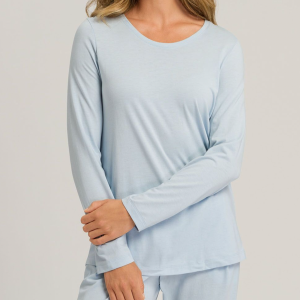 Hanro Sleep & Lounge Long Sleeve Shirt 077844 Misty Blue