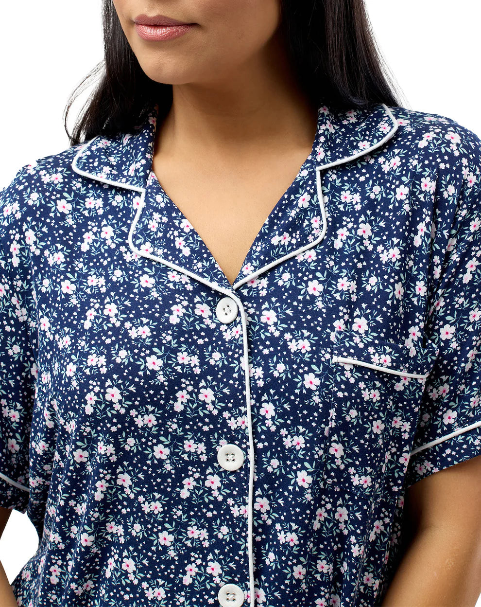 Yuu Garden Print Revere Pyjama Set Y250G Navy