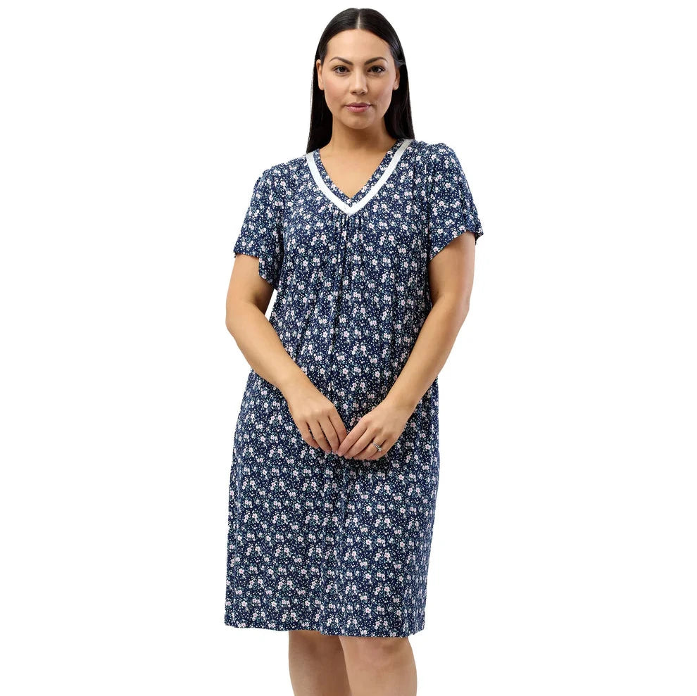 Yuu Garden Print Short Sleeve Nightie Y344G Navy