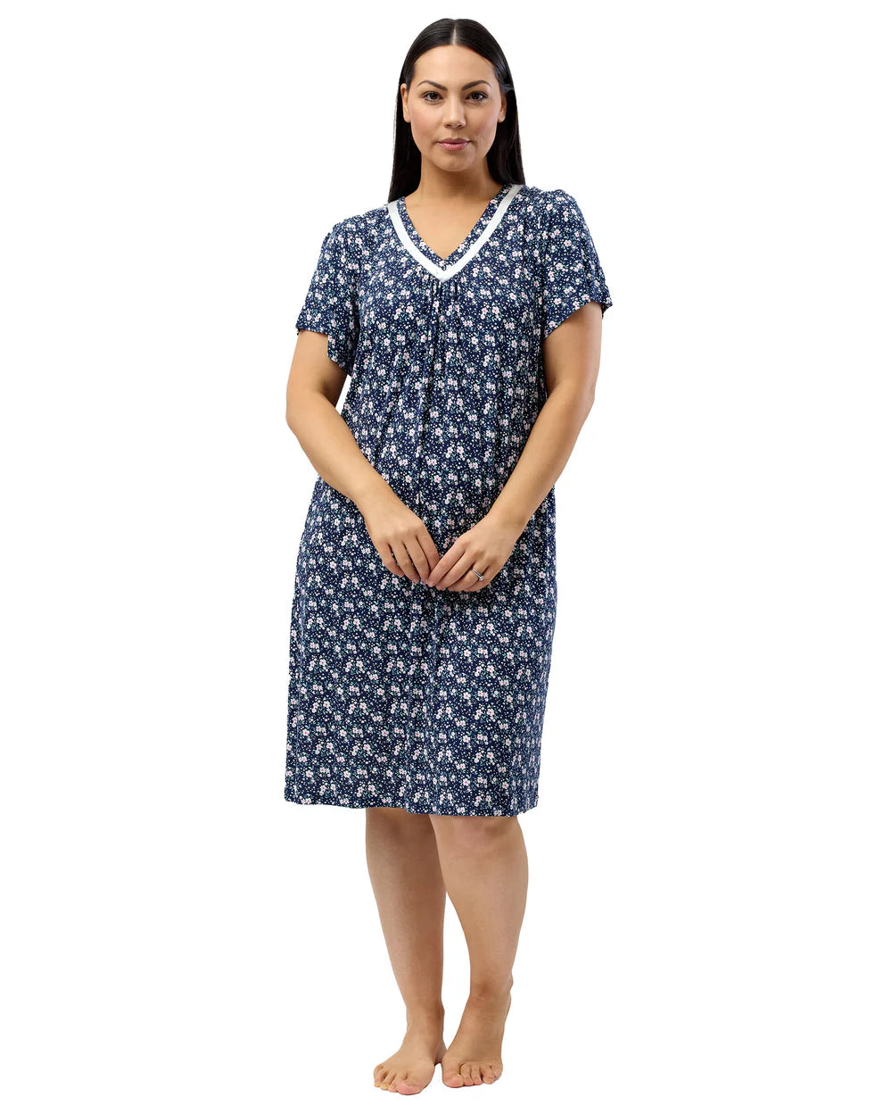 Yuu Garden Print Short Sleeve Nightie Y344G Navy