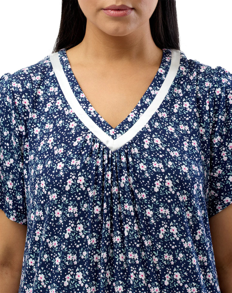 
                      
                        Yuu Garden Print Short Sleeve Nightie Y344G Navy
                      
                    