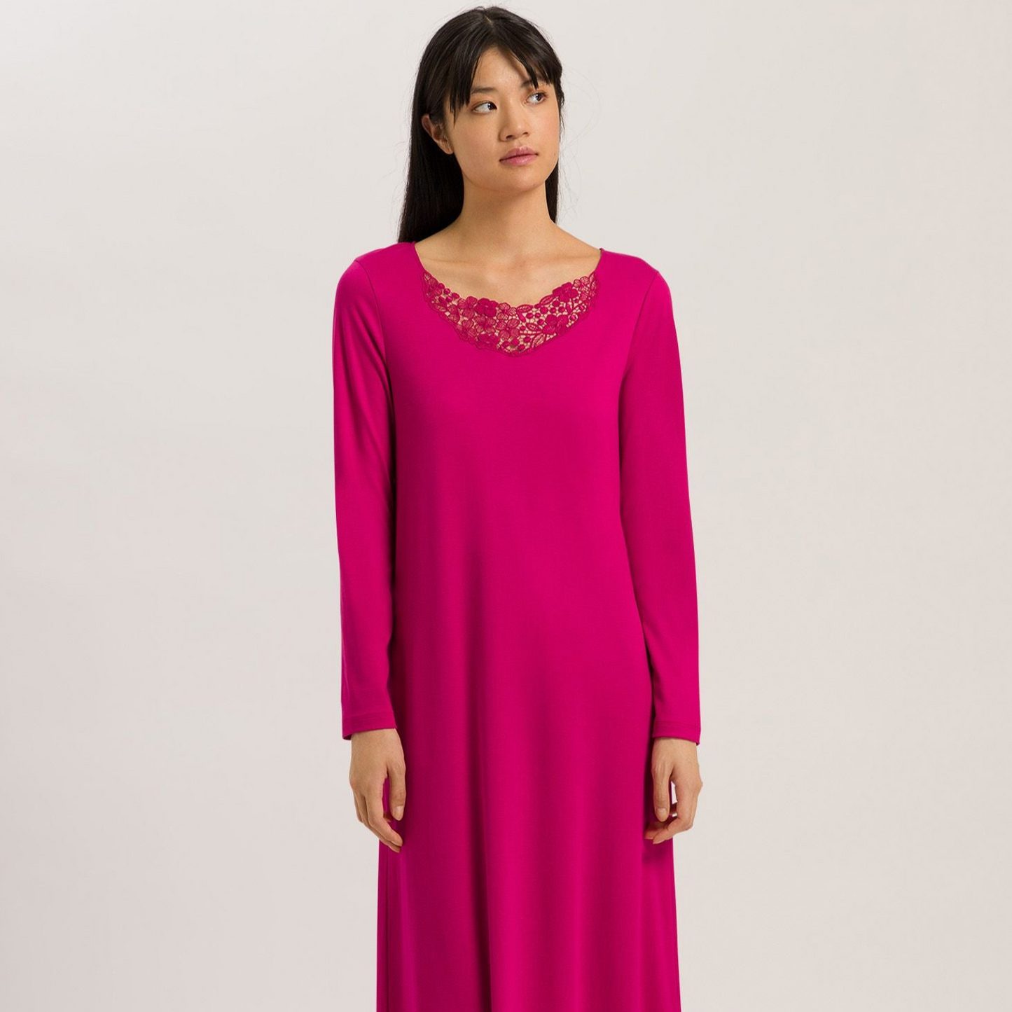 Hanro Michelle Long Sleeve Nightdress 130cm Fuchsia