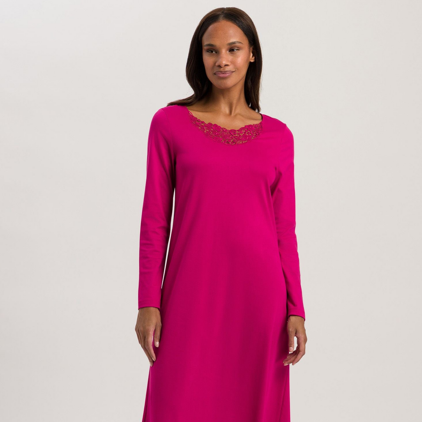 Hanro Michelle Long Sleeved Nightdress 110cm Fuchsia