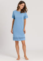 Hanro Gaia Short Sleeve 100cm Nightdress 076536 Bonnie Blue
