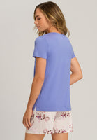 Hanro Sleep & Lounge Short Sleeve Shirt 077876 Gemstone Blue