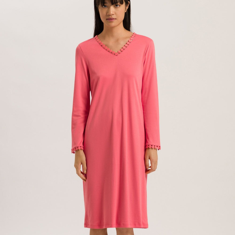 Hanro Rosa Long Sleeve 110cm Nightdress 074933 Porcelain Rose