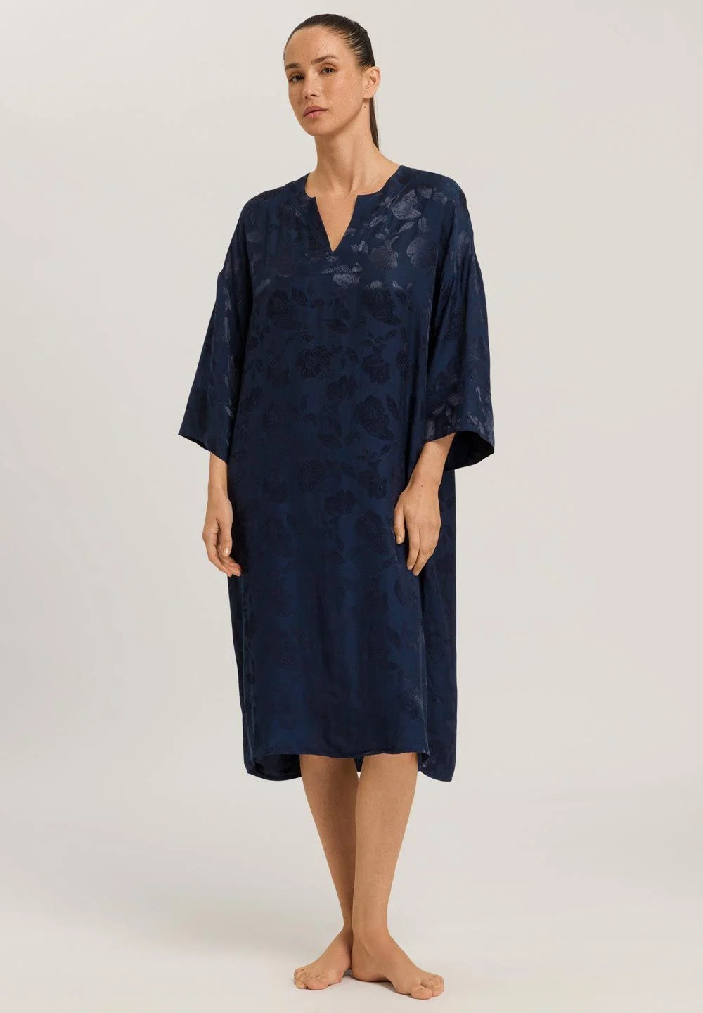 Hanro Valene Kaftan 074956 Blueberry Flowers