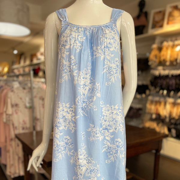 French Country Strappy Nightie FCY261 Blue Bouquet Toile