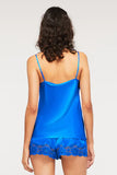 Ginia Silk Cami with Lace GBS202 Lapis