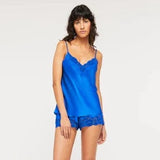 Ginia Silk Cami with Lace GBS202 Lapis