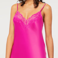 Ginia Silk Chemise with Lace GBS301A Electric Pink