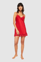 Ginia Silk Chemise with Lace GBS301A Red Chili