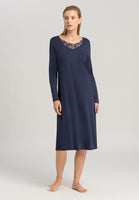 Hanro Felice Long Sleeve 110cm Nightdress 077981 Blueberry