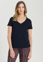 Hanro Sleep & Lounge Short Sleeve Shirt 077876  Deep Navy