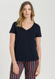 Hanro Sleep & Lounge Short Sleeve Shirt 077876  Deep Navy