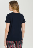 Hanro Sleep & Lounge Short Sleeve Shirt 077876  Deep Navy