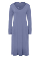 Hanro Jade Long Sleeve Nightdress 076962 Caribbean Blue