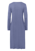 Hanro Jade Long Sleeve Nightdress 076962 Caribbean Blue