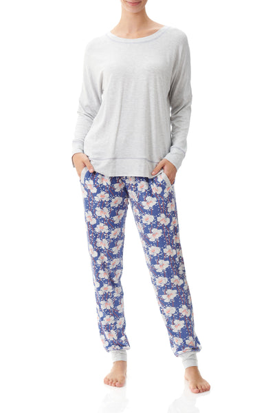 Florence Broadhurst Spotted Floral Ski Pyjama 9LG31S Blue/Grey