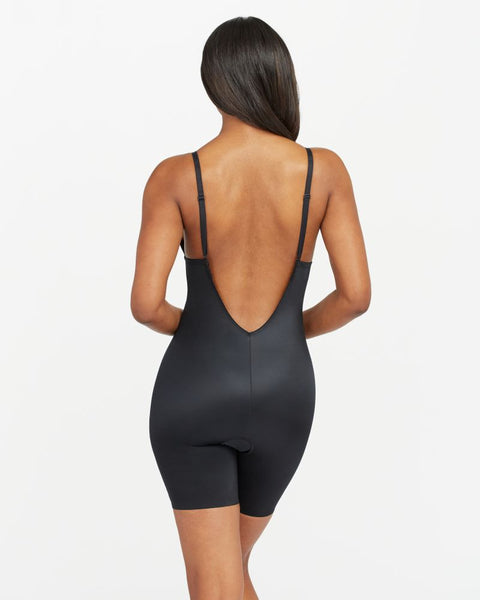 Spanx Suit Your Fancy Plunge Low-Back Mid-Thigh Bodysuit | Th